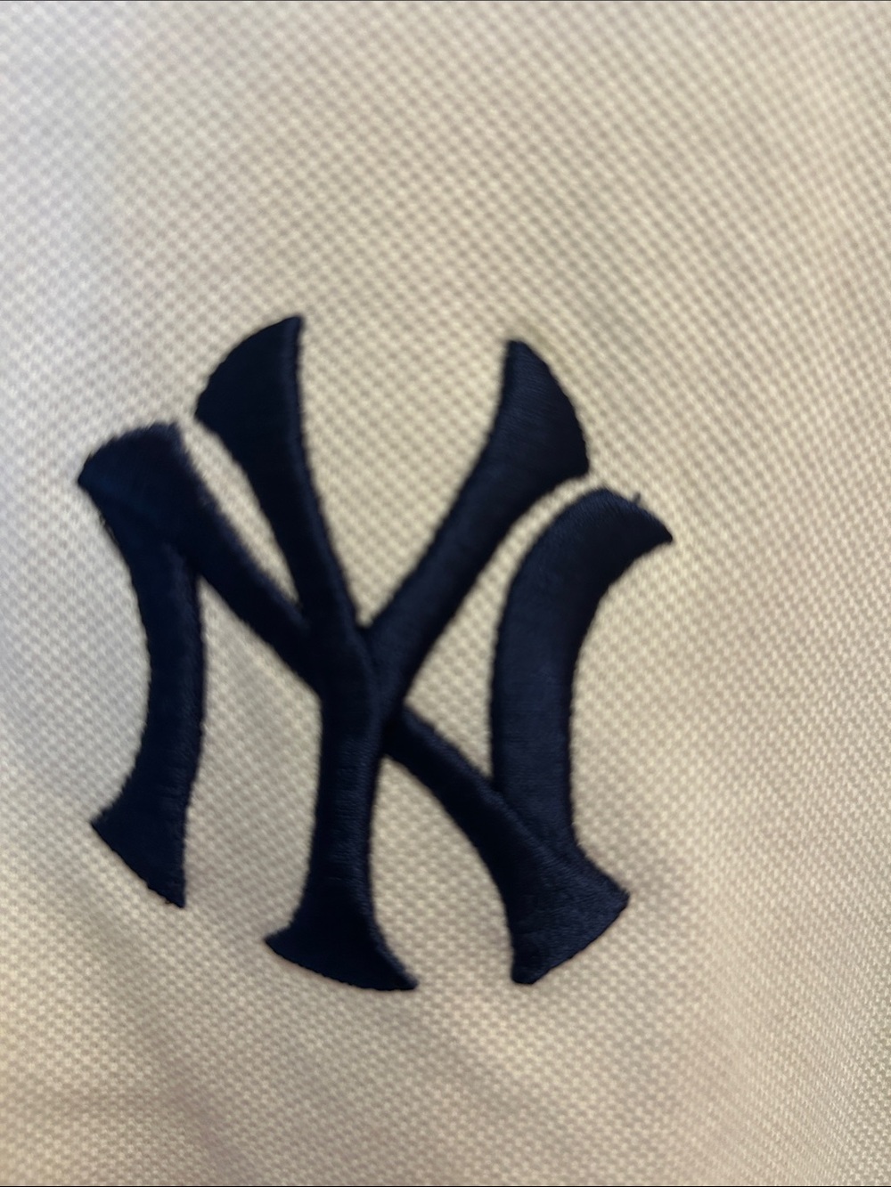 adidas White Polo Shirt with Navy NY Logo - Picture 2 of 4
